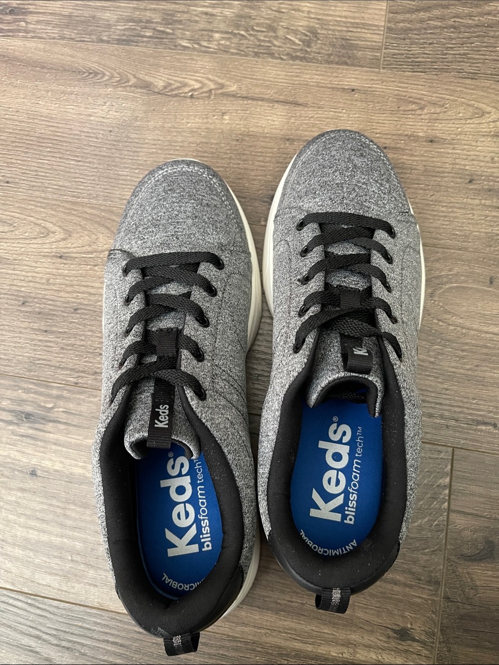 Keds Gray Knit Low-Top Sneakers with Black Laces